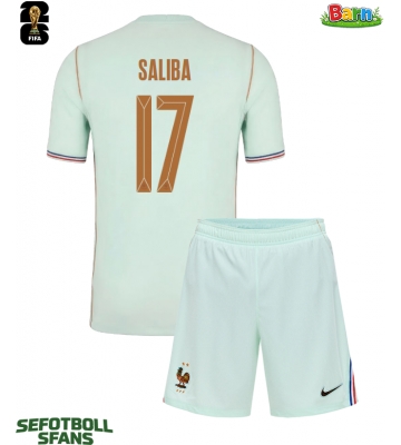 Frankrike William Saliba #17 Bortaställ Barn VM 2026 Kortärmad (+ Korta byxor)